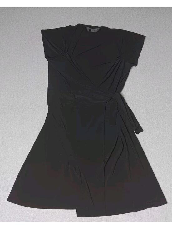 Norma Kamali Dresses & Skirts - Norma Kamali Wrap Dress Womens Size XXL Black Vneck Short Sleeve Stretch...